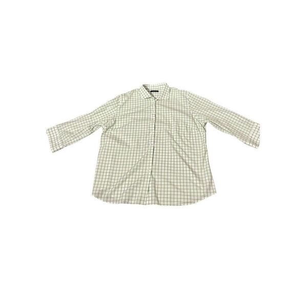 Lands End Button Up Shirt Mens Long Sleeve Green Checkered Casual 17 - Picture 1 of 8